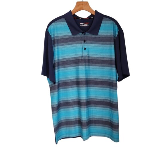 Fila Other - Fila Sport Polo Shirt Golf Blue Geometric Performance Stretch Mens XL EUC